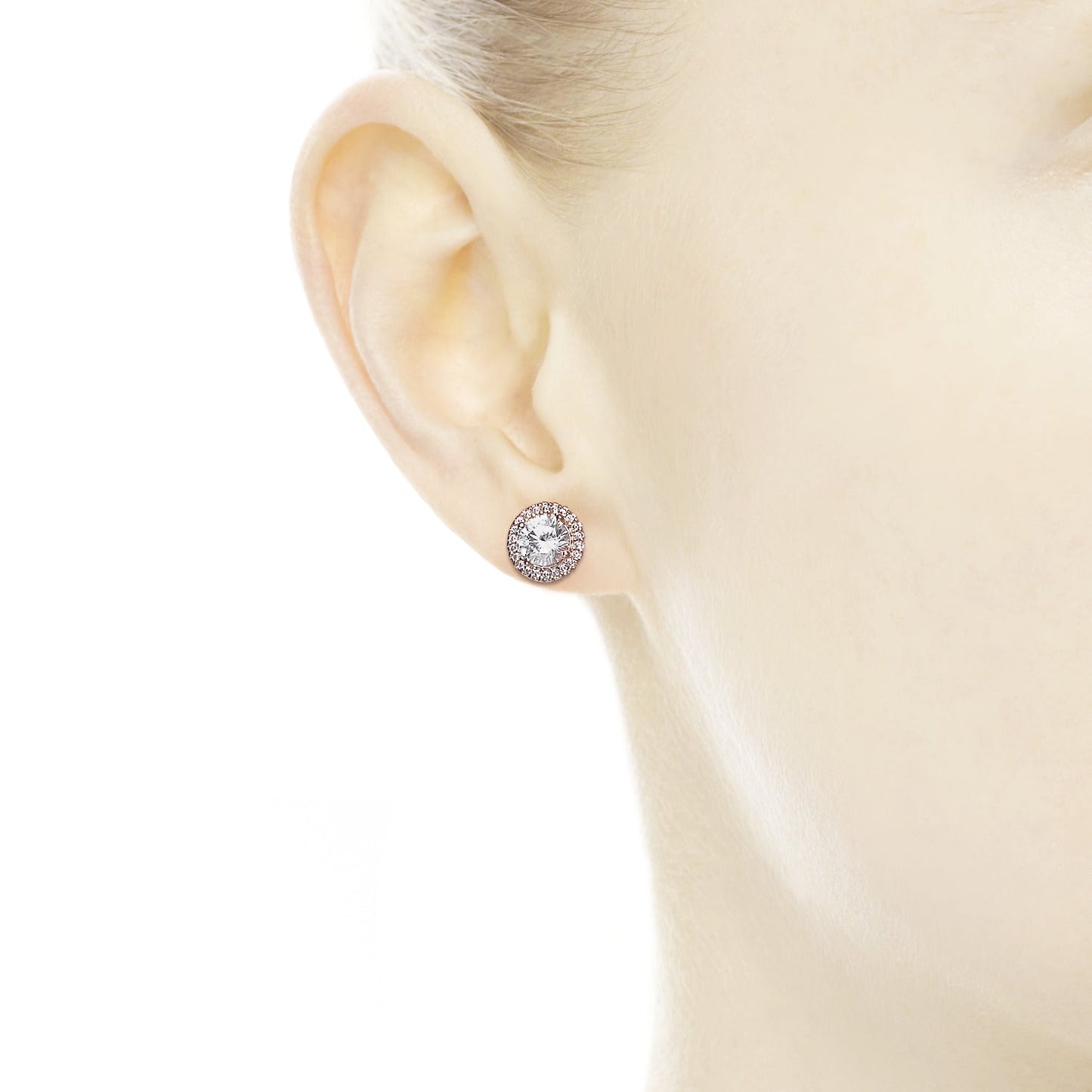 Round Sparkle Halo Stud Earrings