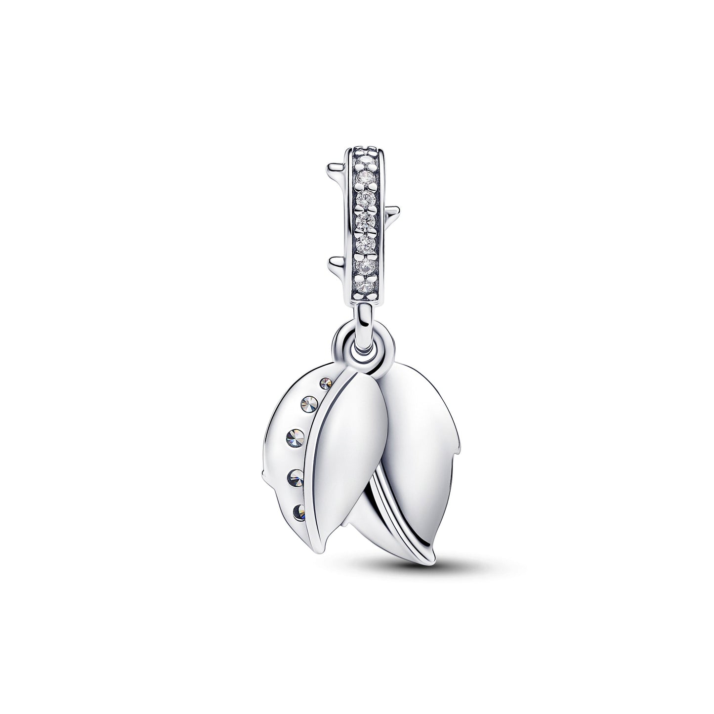 White Rose in Bloom Double Dangle Charm