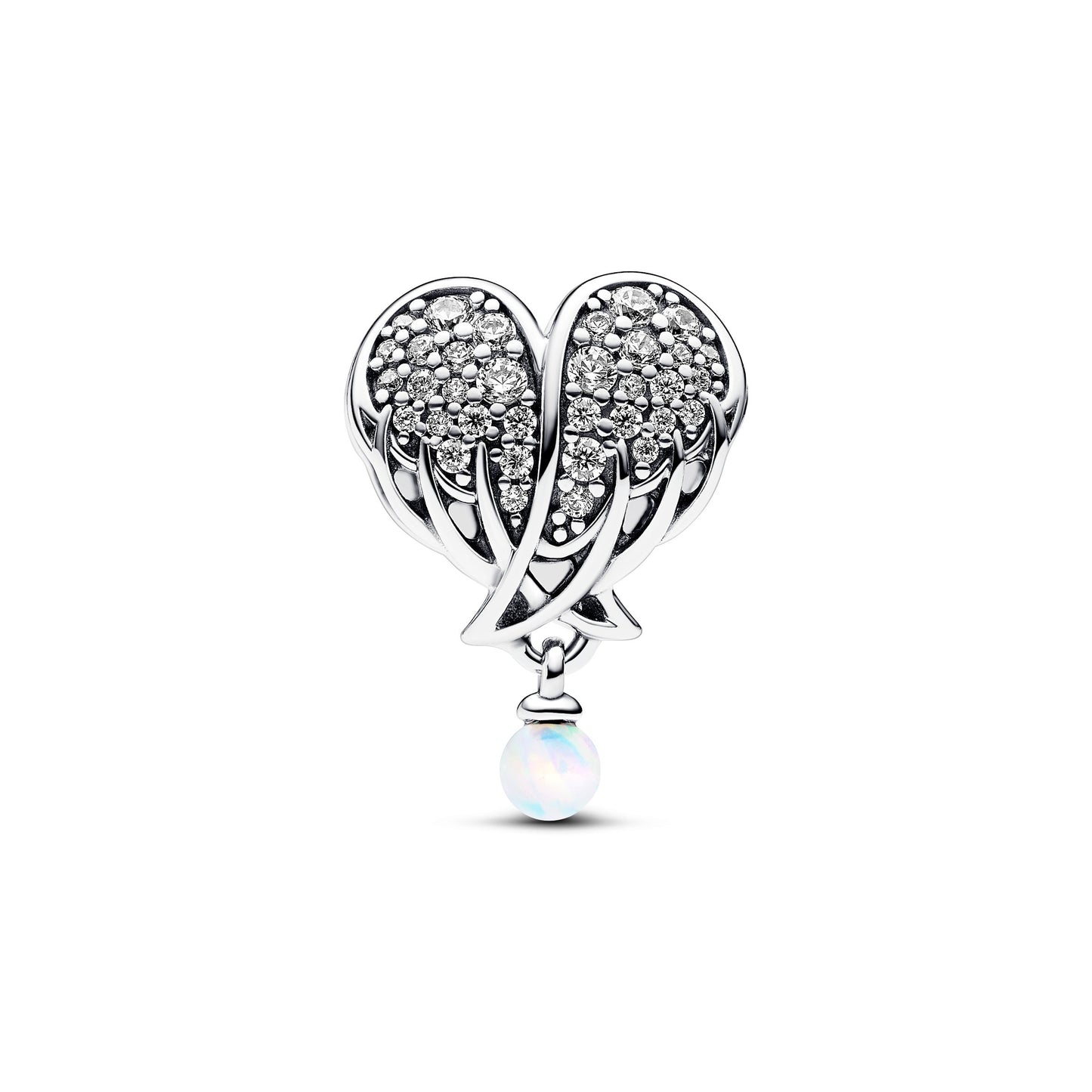 Sparkling Angel Wings & Heart  Charm