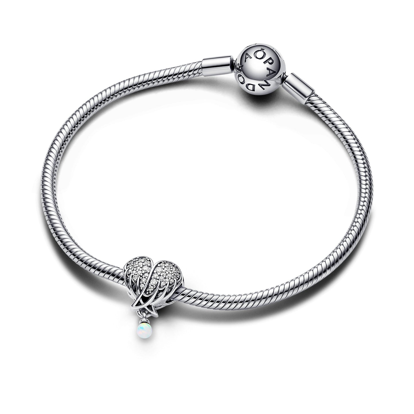 Sparkling Angel Wings & Heart  Charm