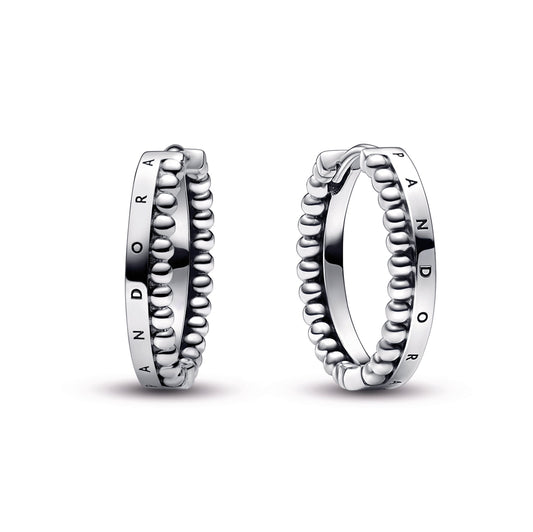Pandora Signature Logo & Beads Hoop Earrings