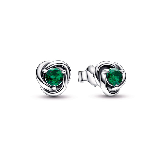Green Eternity Circle Stud Earrings