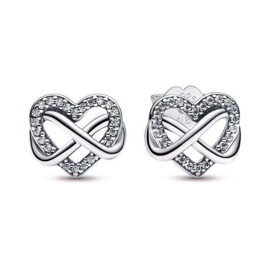 Sparkling Infinity Heart Stud Earrings