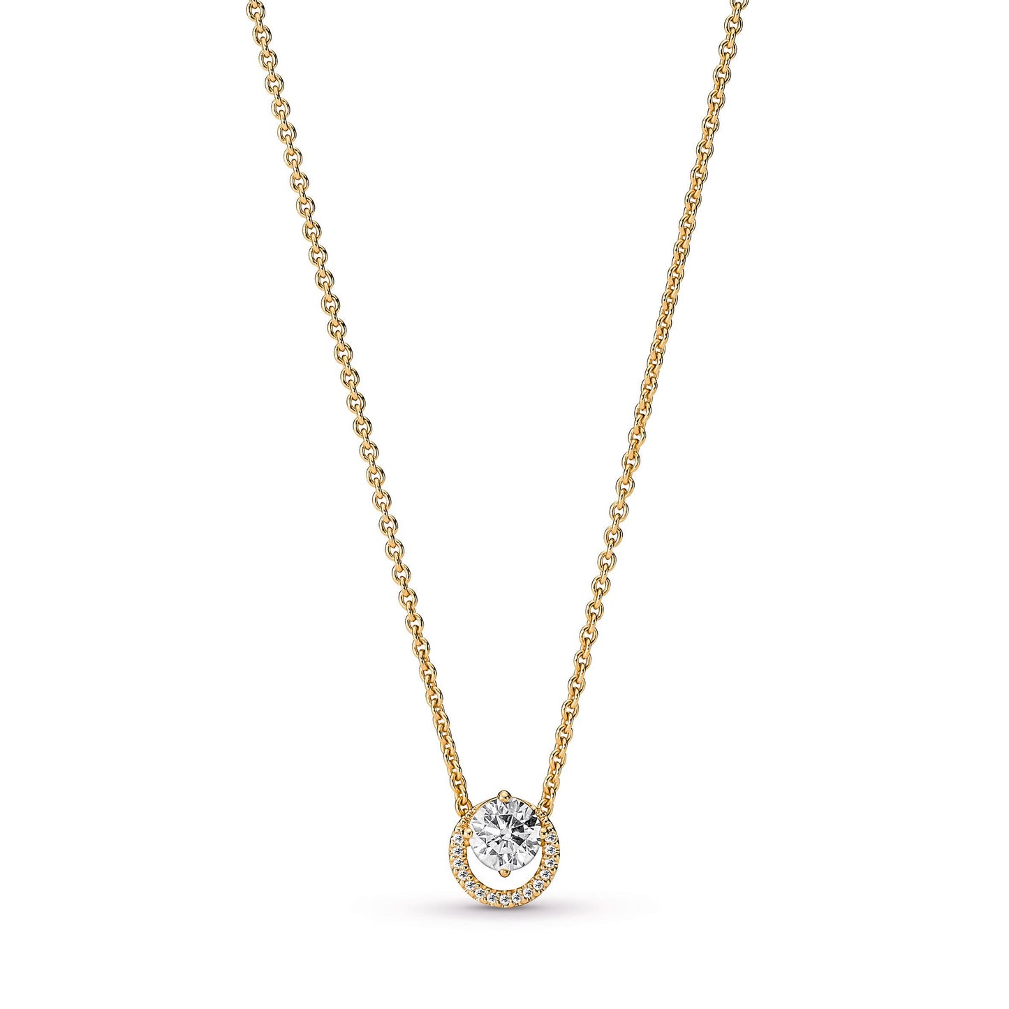 Sparkling Round Halo Pendant Collier Necklace