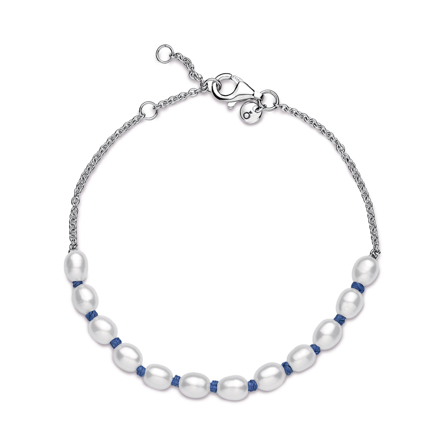 Freshwater Cultured Pearl Blue Cord Chain Bracelet