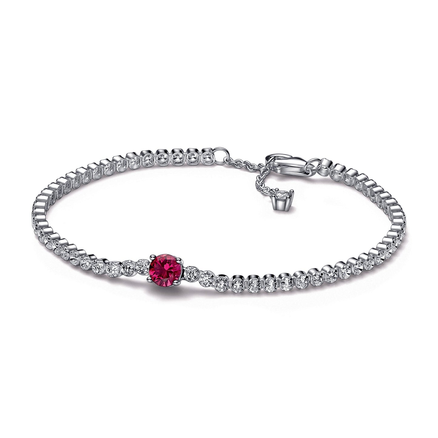 Red Sparkling Round Pavé Tennis Bracelet