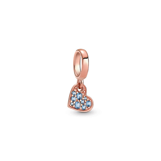 Light Blue Pavé Tilted Heart Dangle Charm