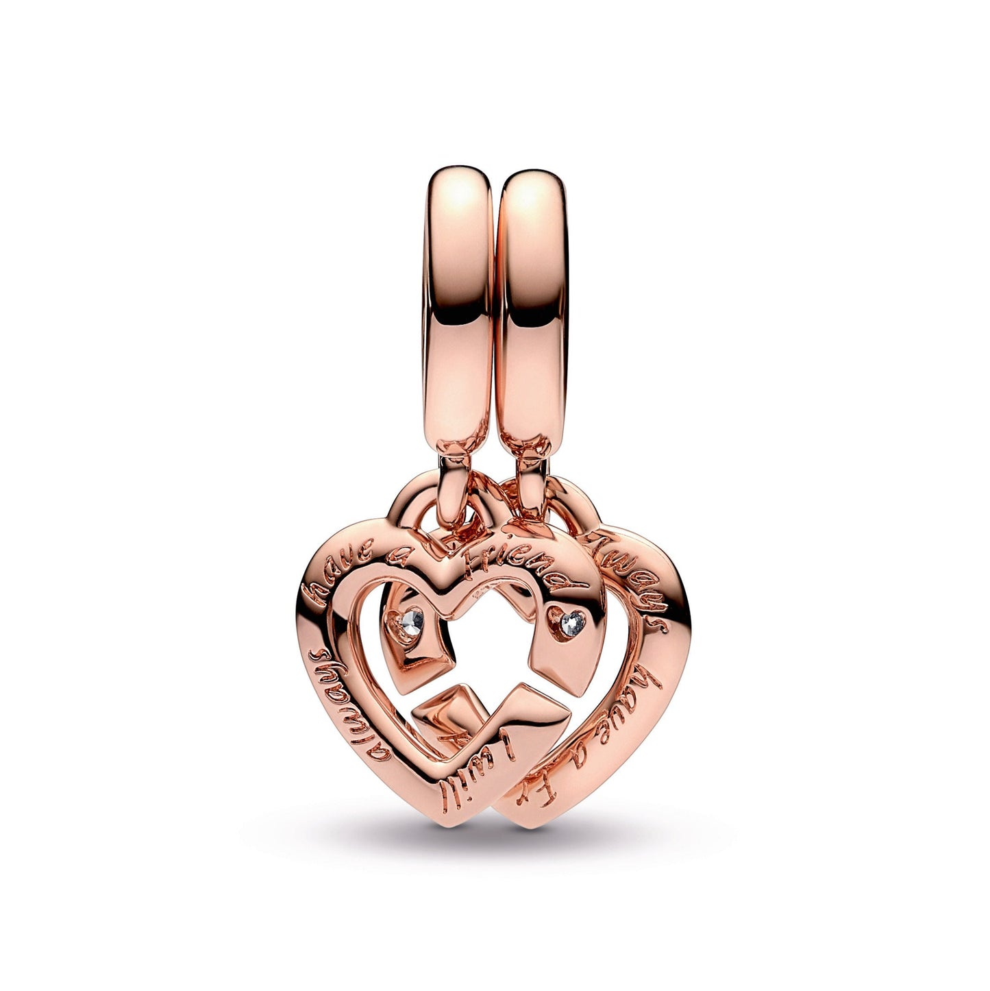 Linked Sister Hearts Split Dangle Charm