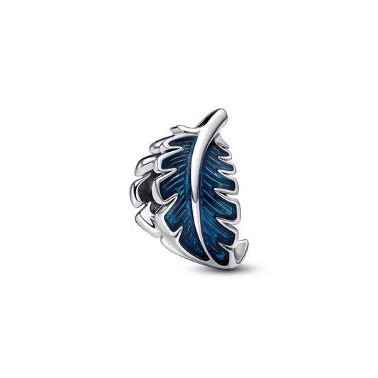 Blue Curved Feather Charm