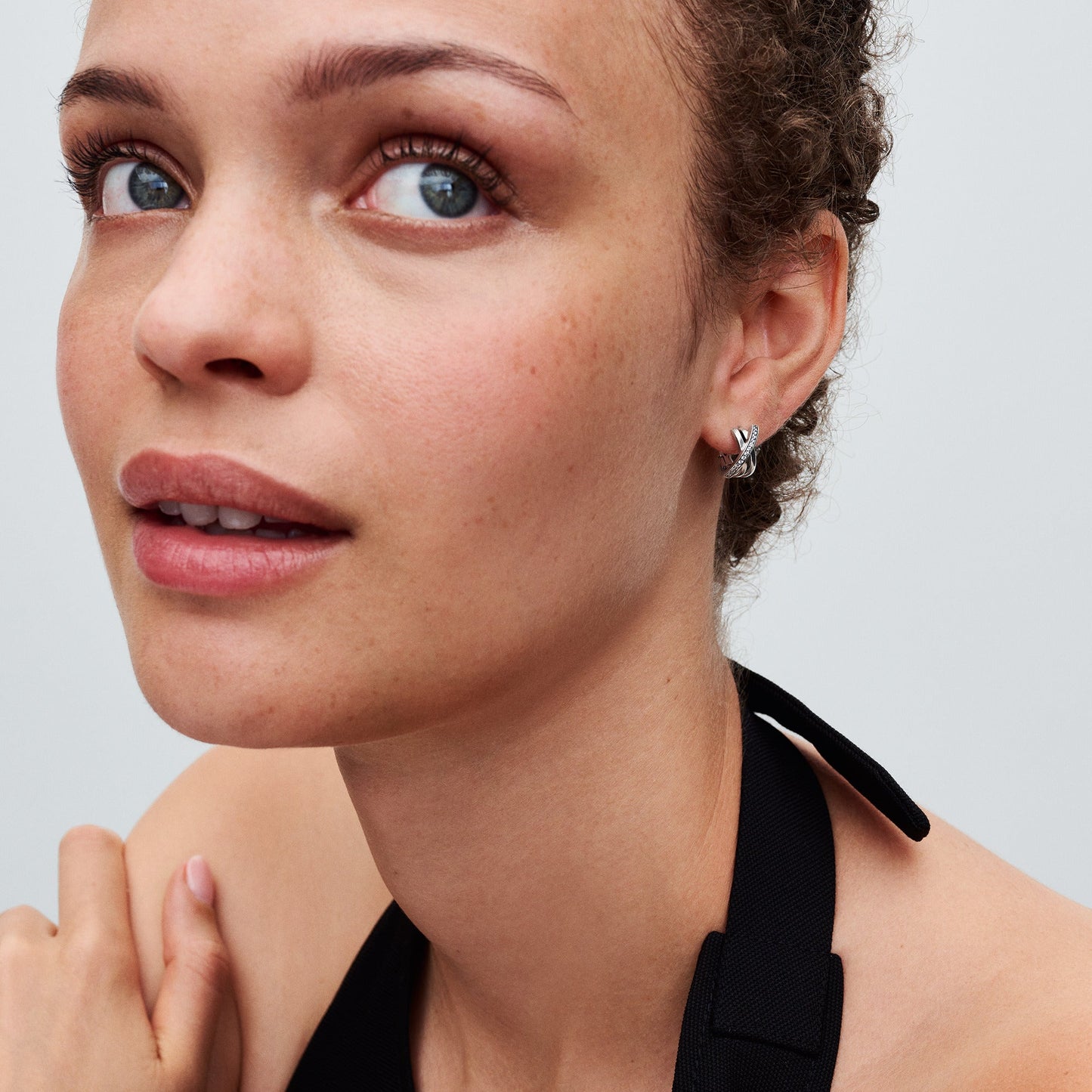 Crossover Pavé Hoop Earrings