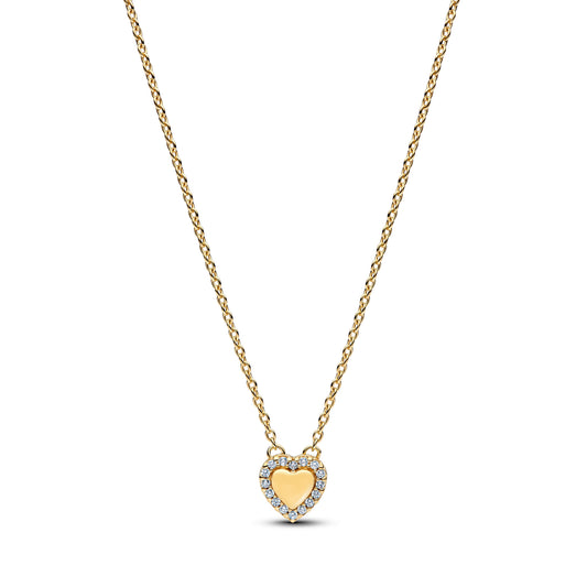 Engravable Heart Halo Collier Necklace