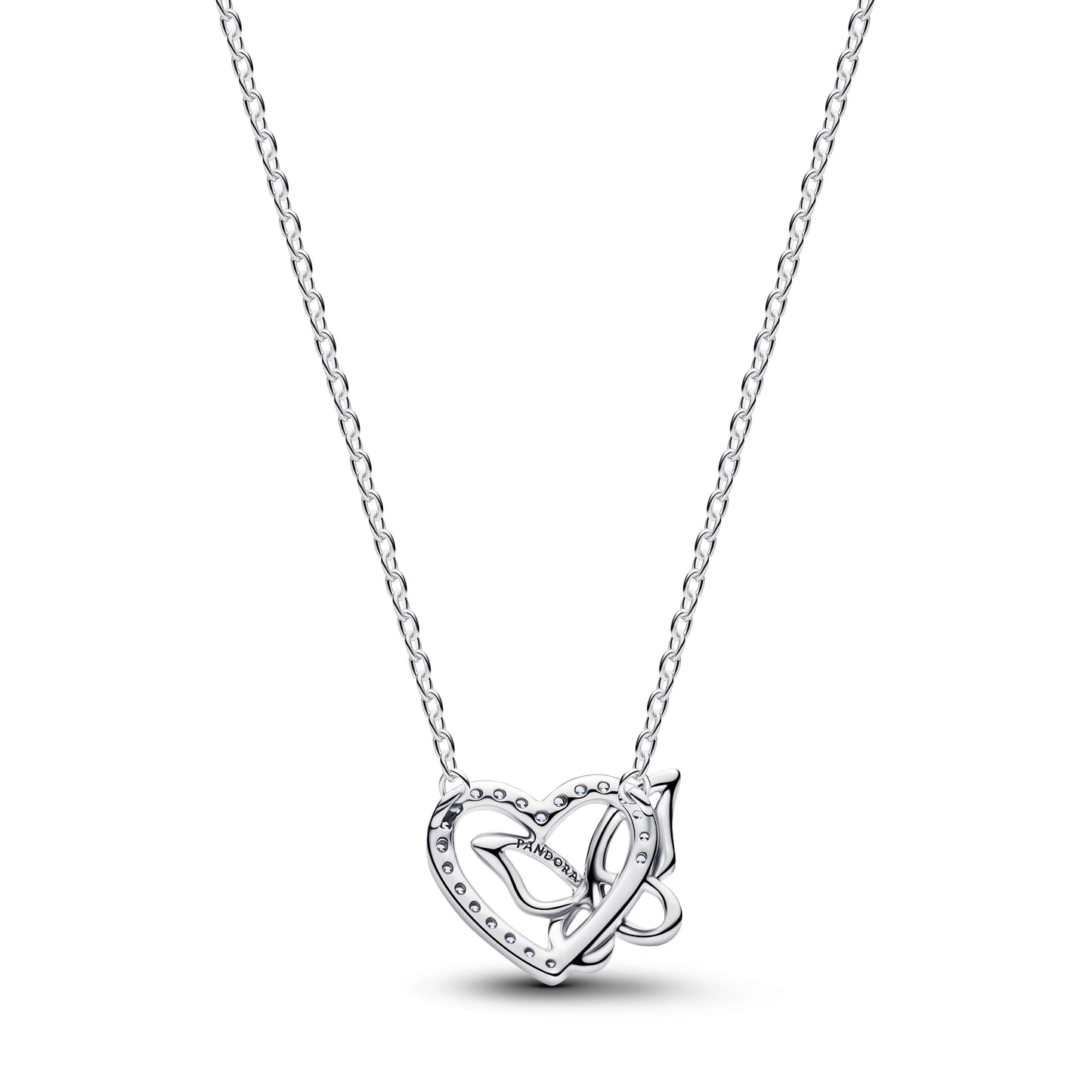 Entwined Heart & Butterfly Pendant Necklace