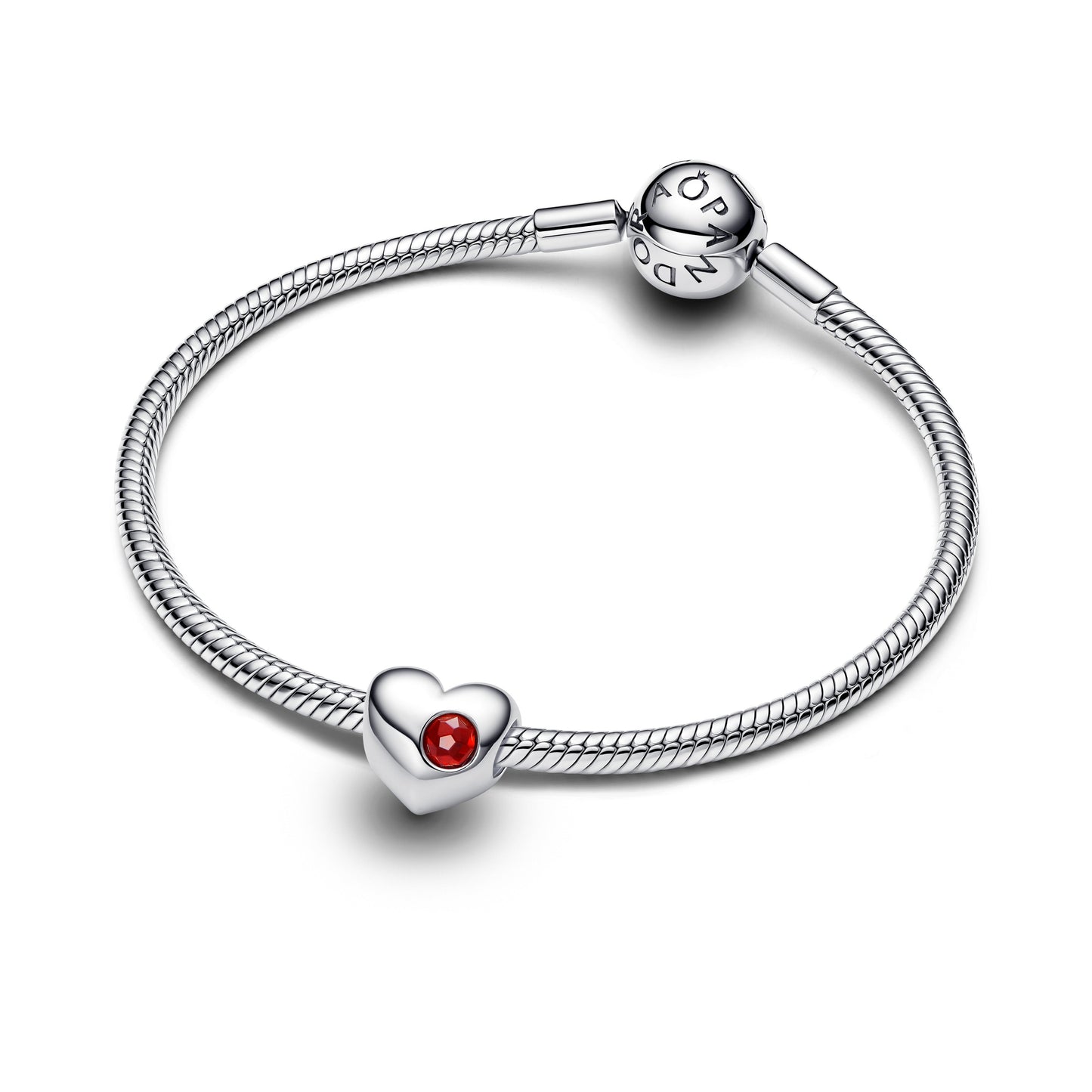 Engravable Red Stone Heart Charm