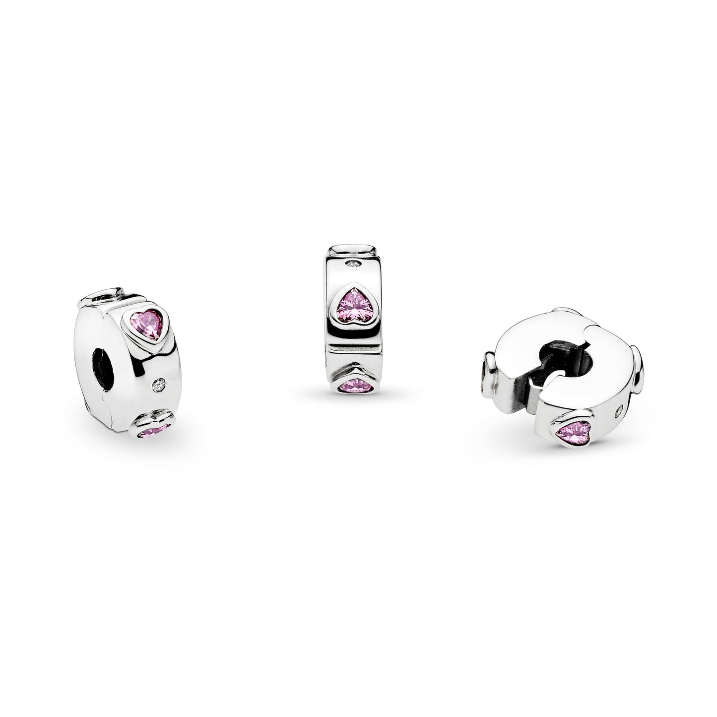 Sparkling Pink Hearts Clip Charm